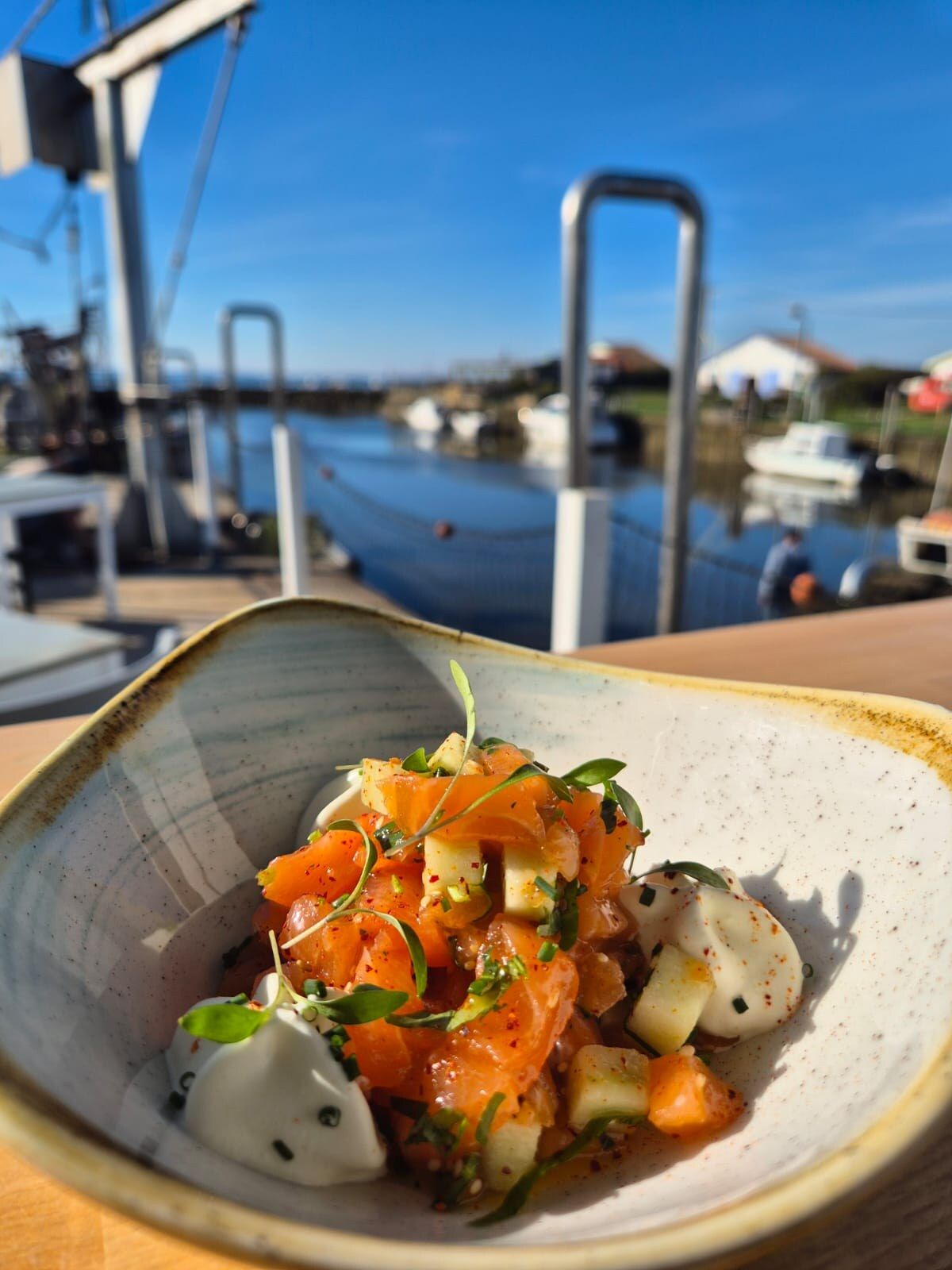 Tartare servi face au port ostréicole